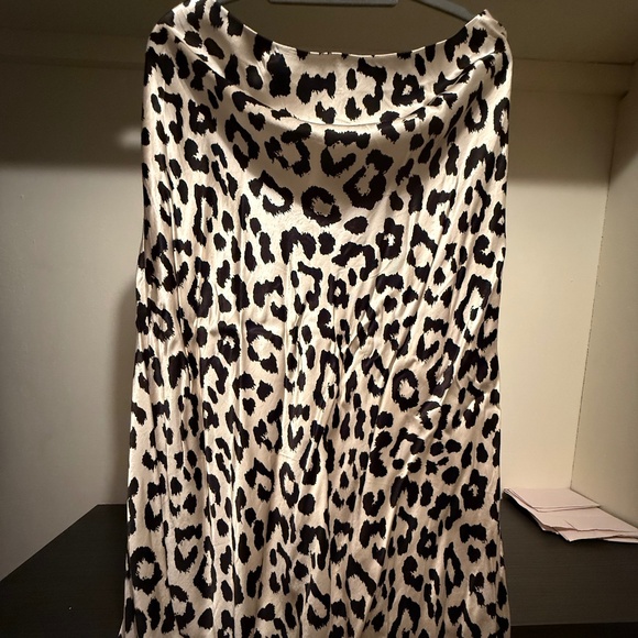 H&M Cream & Black Leopard Midi Silk Skirt - Size XL - Picture 2 of 3